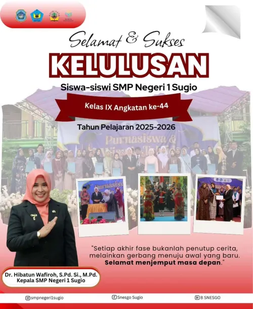 Selamat atas kelulusan Siswa-siswi SMP Negeri 1 Sugio angkatan ke-44