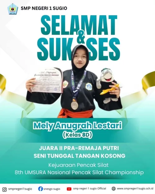 Selamat dan Sukses Kepala Mely Anugrah Lestari dari kelas 8D