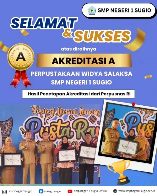 Selamat & Sukses atas diraihnya Akreditasi A Perpustakaan "Widya Salaksa" SMP Negeri 1 Sugio 